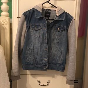 Hooded combo denim jacket